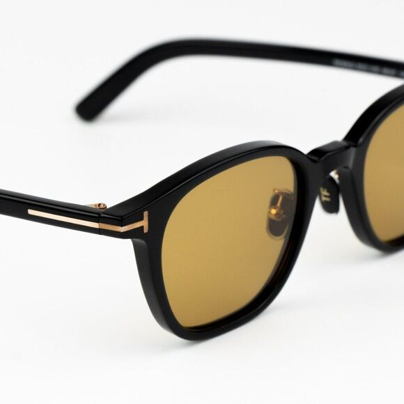 NEW Tom Ford FT0978-D/S Eco 01E Shiny Black Light Brown Square Unisex Sunglasses - Picture 8 of 12